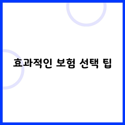 효과적인 보험 선택 팁