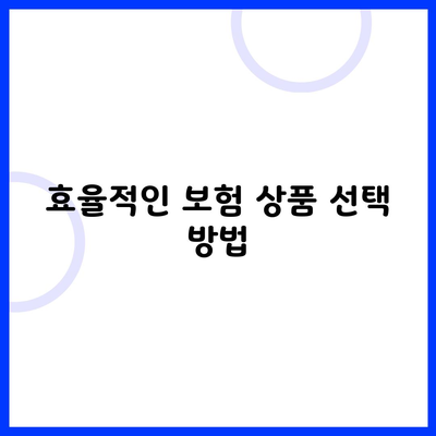 효율적인 보험 상품 선택 방법