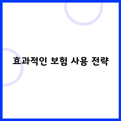 효과적인 보험 사용 전략