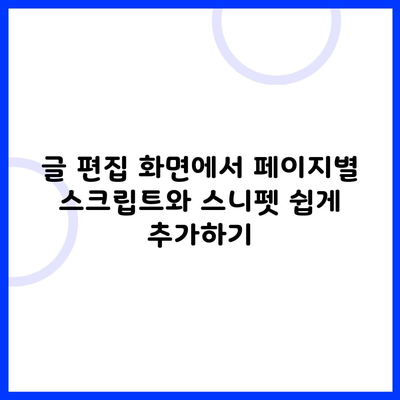 글 편집 화면에서 페이지별 스크립트와 스니펫 쉽게 추가하기