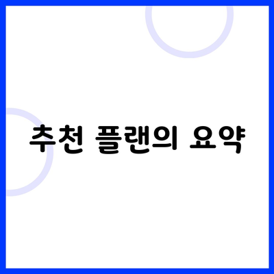 추천 플랜의 요약