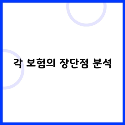 각 보험의 장단점 분석