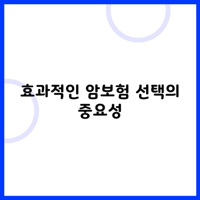 효과적인 암보험 선택의 중요성