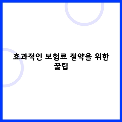 효과적인 보험료 절약을 위한 꿀팁