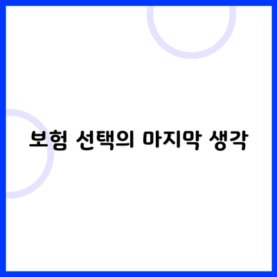 보험 선택의 마지막 생각