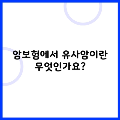 암보험에서 유사암이란 무엇인가요?