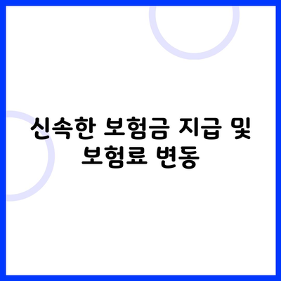 신속한 보험금 지급 및 보험료 변동