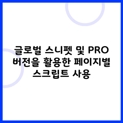 글로벌 스니펫 및 PRO 버전을 활용한 페이지별 스크립트 사용