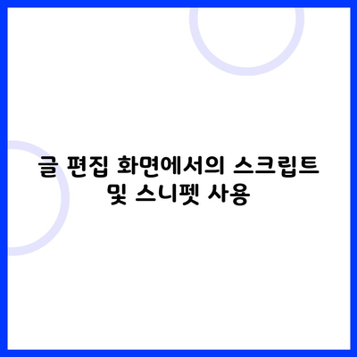 글 편집 화면에서의 스크립트 및 스니펫 사용