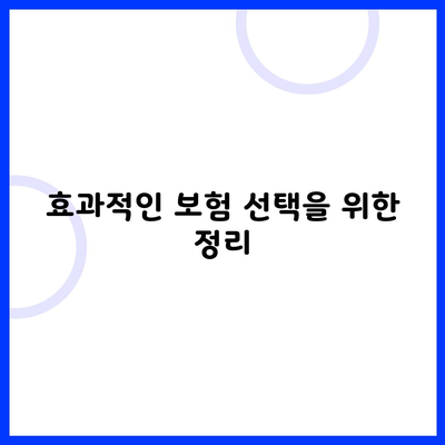 효과적인 보험 선택을 위한 정리