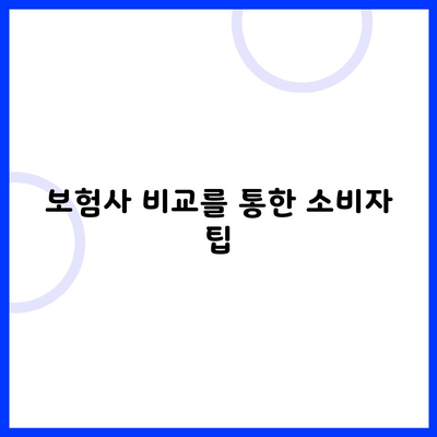 보험사 비교를 통한 소비자 팁