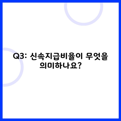 Q3: 신속지급비율이 무엇을 의미하나요?