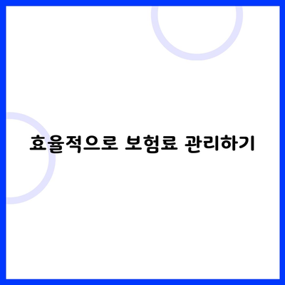 효율적으로 보험료 관리하기