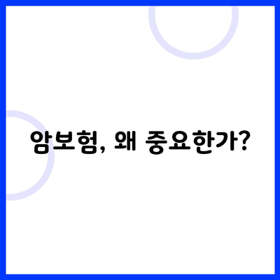 암보험, 왜 중요한가?