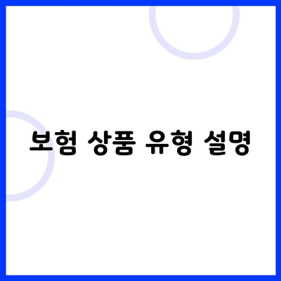 보험 상품 유형 설명