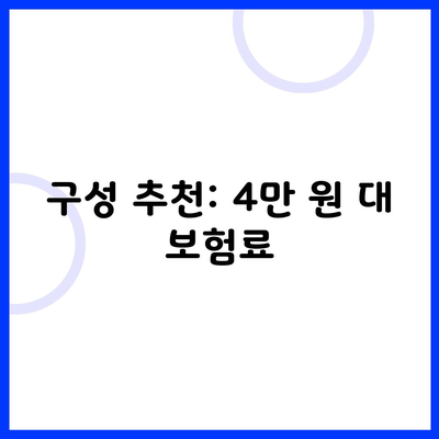 구성 추천: 4만 원 대 보험료