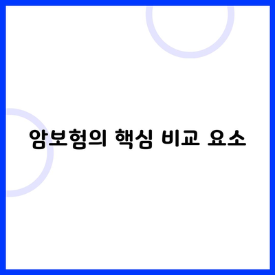 암보험의 핵심 비교 요소