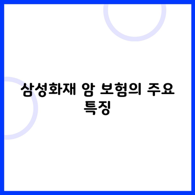 삼성화재 암 보험의 주요 특징