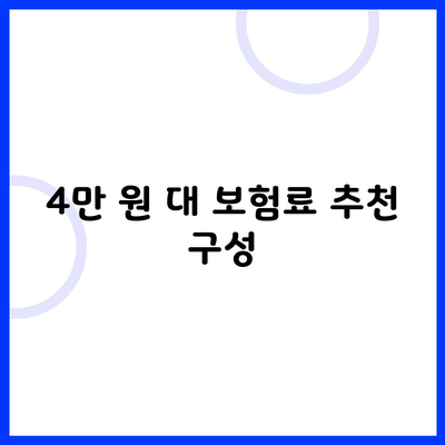 4만 원 대 보험료 추천 구성