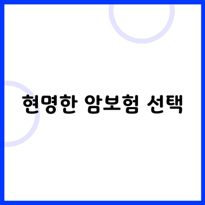 현명한 암보험 선택