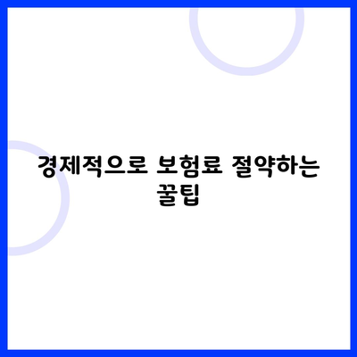 경제적으로 보험료 절약하는 꿀팁