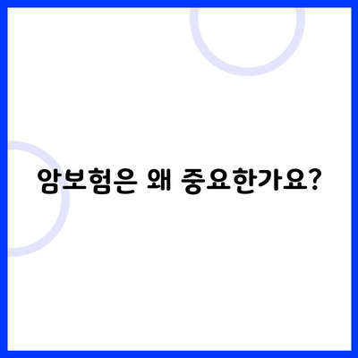 암보험은 왜 중요한가요?