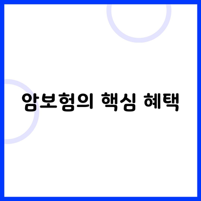 암보험의 핵심 혜택