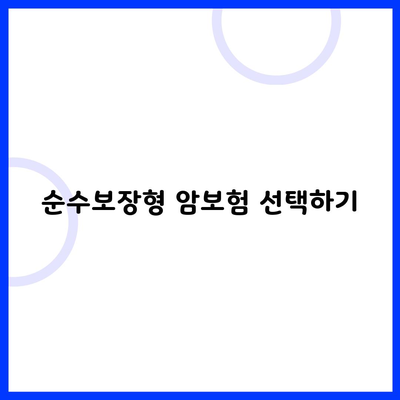 순수보장형 암보험 선택하기