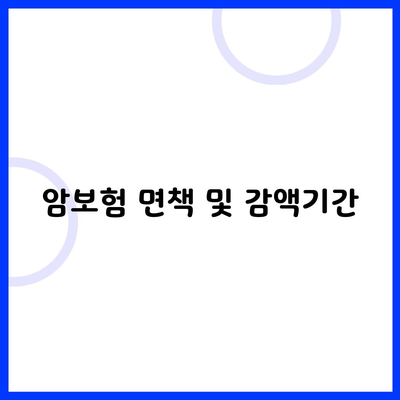 암보험 면책 및 감액기간