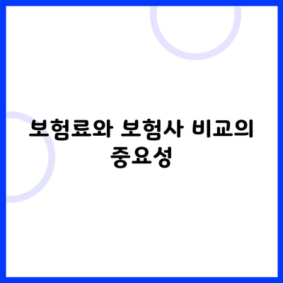 보험료와 보험사 비교의 중요성