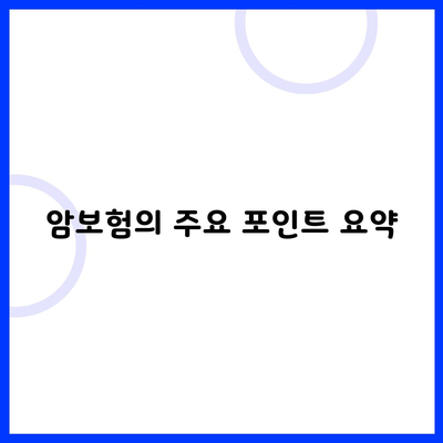 암보험의 주요 포인트 요약