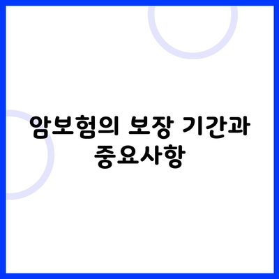 암보험의 보장 기간과 중요사항