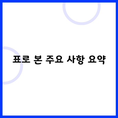 표로 본 주요 사항 요약