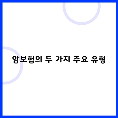 암보험의 두 가지 주요 유형