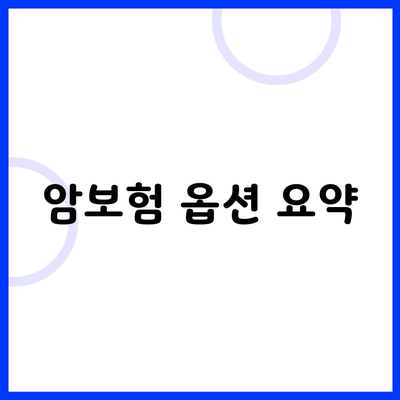 암보험 옵션 요약