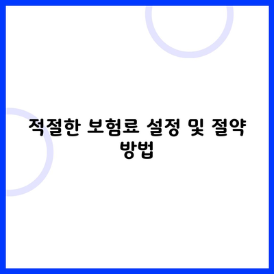 적절한 보험료 설정 및 절약 방법