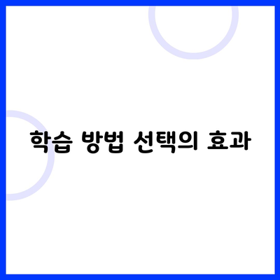 학습 방법 선택의 효과