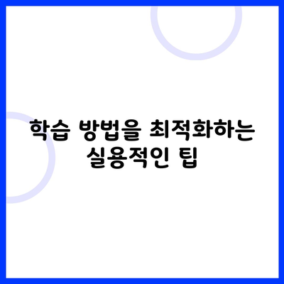 학습 방법을 최적화하는 실용적인 팁