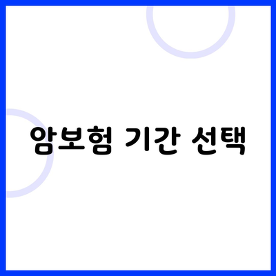 암보험 기간 선택