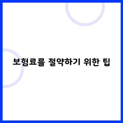 보험료를 절약하기 위한 팁