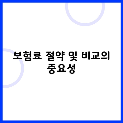 보험료 절약 및 비교의 중요성