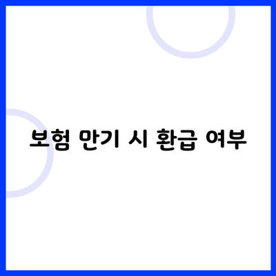 보험 만기 시 환급 여부