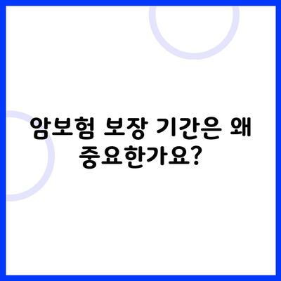 암보험 보장 기간은 왜 중요한가요?