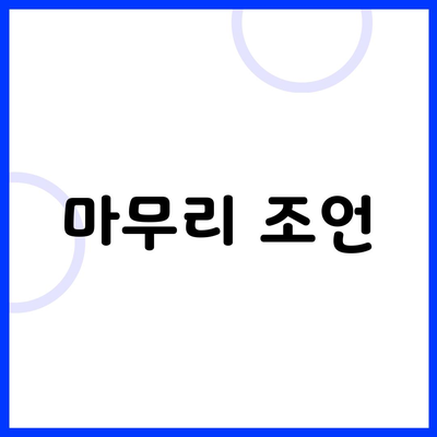 마무리 조언