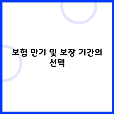 보험 만기 및 보장 기간의 선택