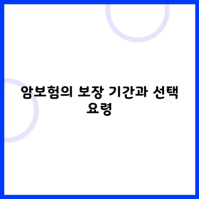 암보험의 보장 기간과 선택 요령