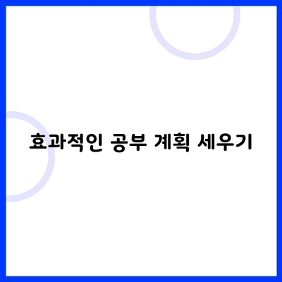 효과적인 공부 계획 세우기